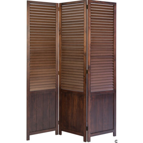 Biombo de madera marrón 3 paneles 120x170cm PAR06021