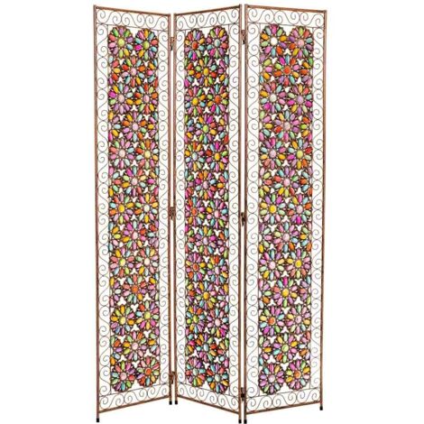 Biombo de metal y cristal acrilico de colores 120x3x172