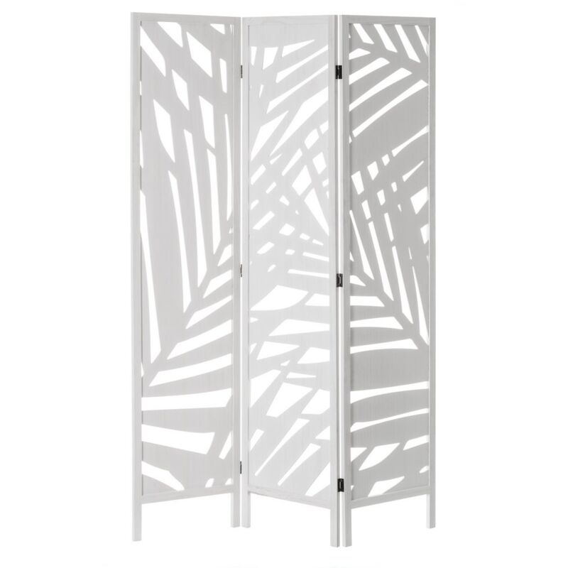 

Biombo de paulonia exótico blanco tallado con 3 hojas de 170x120 cm