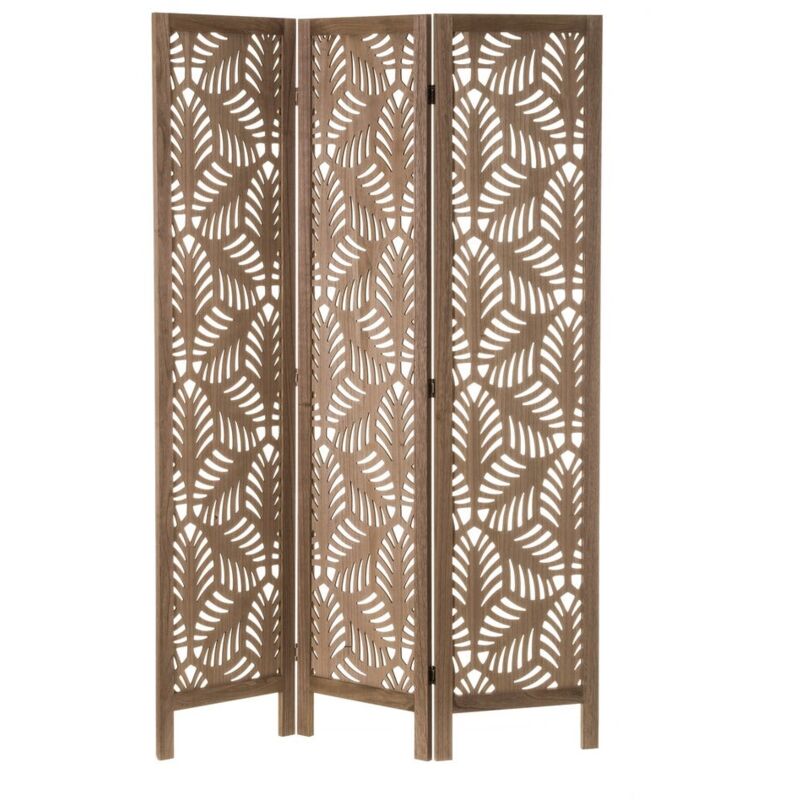 

Biombo de paulonia exótico marrón tallado con 3 hojas de 170x120 cm