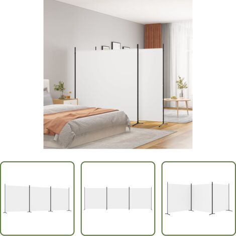 Biombo de tela -  Biombo divisor de 3 paneles de tela blanco 525x180 cm