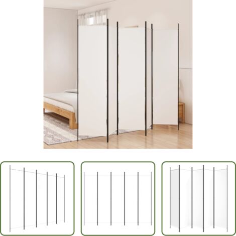 Biombo de tela -  Biombo divisor de 5 paneles de tela blanco 250x200 cm