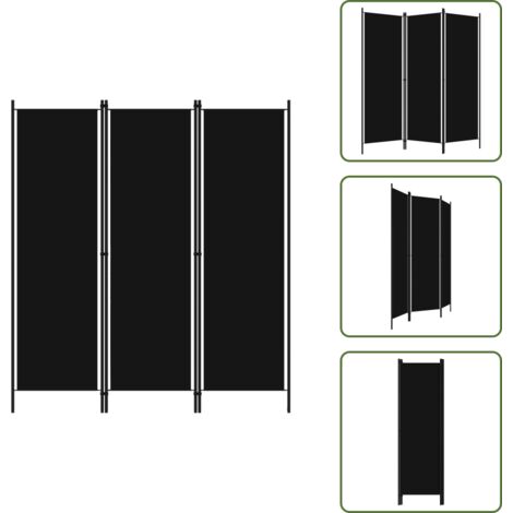 Biombo decorativo - vidaXL Biombo divisor de 3 paneles negro 150x180 cm - Biombo de 3 paneles