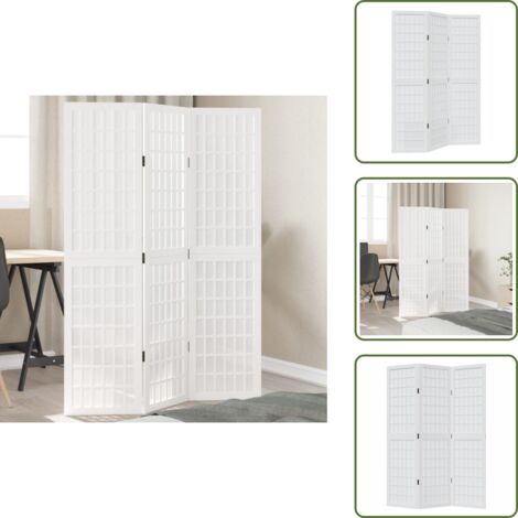 Biombo decorativo - vidaXL Biombo separador de 3 paneles madera maciza Paulownia blanco - Partición de habitación