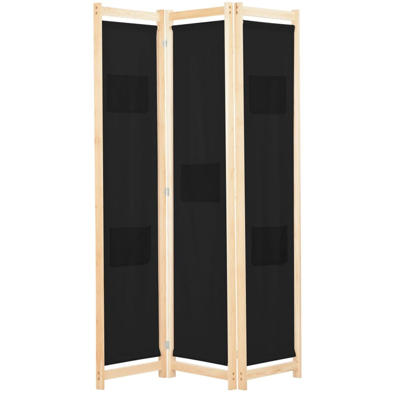 

Biombo divisor 3 paneles de tela negro 120x170x4 cm