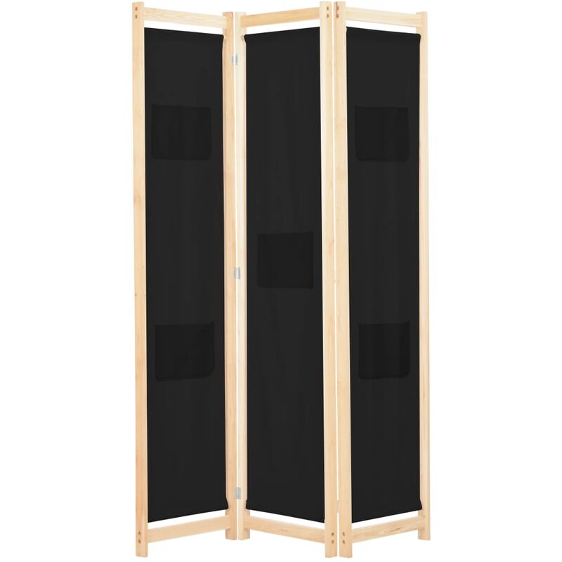 

Biombo divisor 3 paneles de tela negro 120x170x4 cm