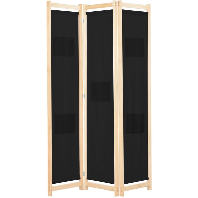

Biombo divisor 3 paneles de tela negro 120x170x4 cm - Negro - Vidaxl