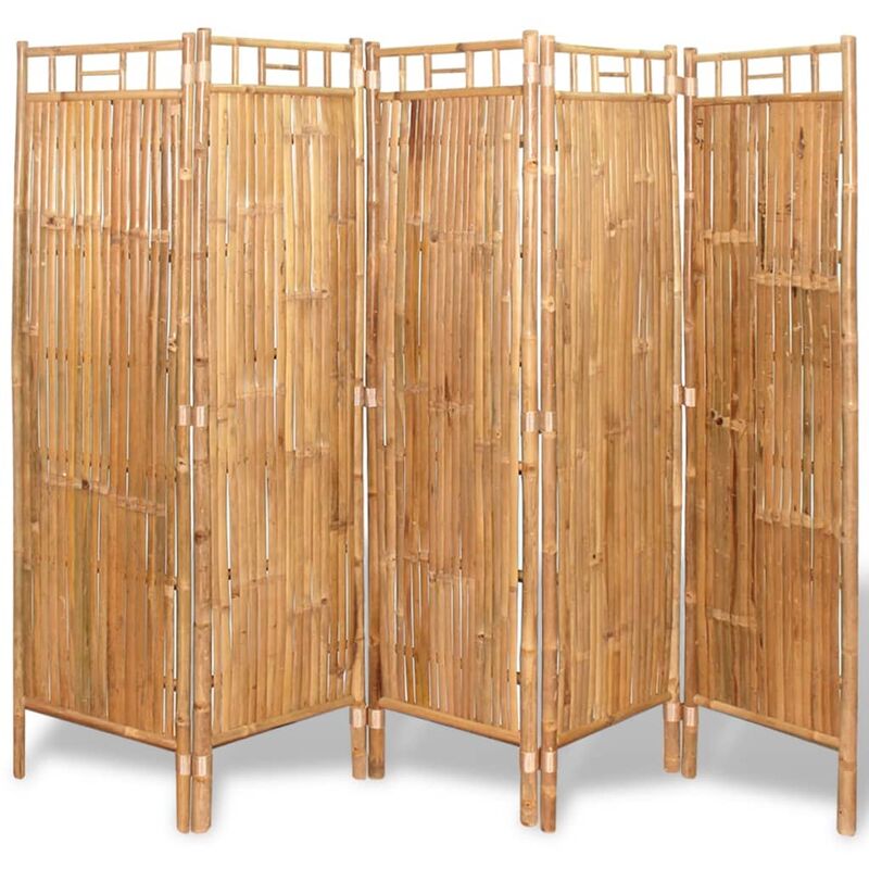 

Biombo divisor 5 paneles bambú 200x160 cm - Marrón - Vidaxl