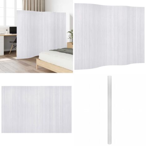 Biombo divisor bambú blanco ancho 250 cm alto 165 cm - Divisor de privacidad - Biombo decorativo