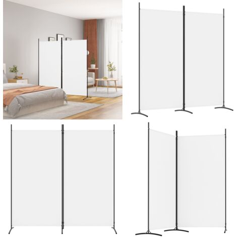 Biombo divisor de 2 paneles de tela blanco 175x180 cm - Biombo de tela - Biombo plegable