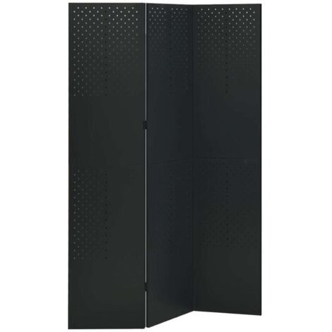 Biombo divisor de 3 paneles acero negro 120x180 cm