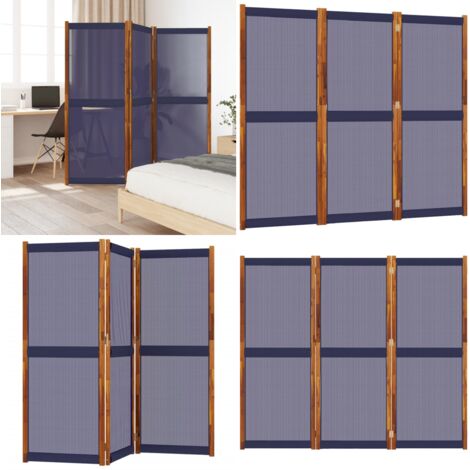 Biombo divisor de 3 paneles azul oscuro 210x180 cm - Biombo azul oscuro - Biombo exterior