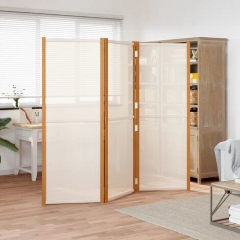 Biombo divisor de 3 paneles  crema 210x180 cm