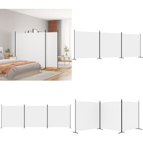 Biombo divisor de 3 paneles de tela blanco 525x180 cm - Biombo de tela - Biombo plegable