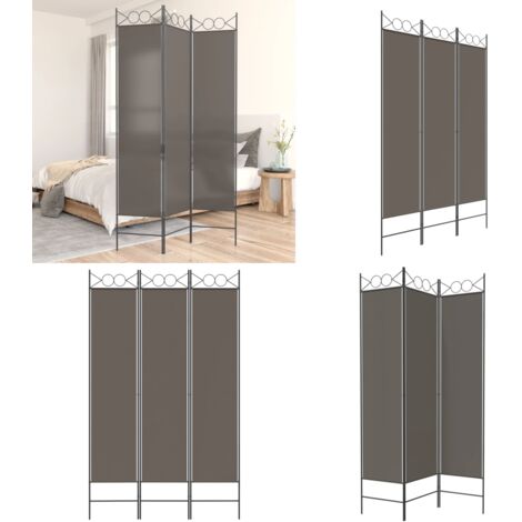 Biombo divisor de 3 paneles de tela gris antracita 120x200 cm - Divisoria - Tela