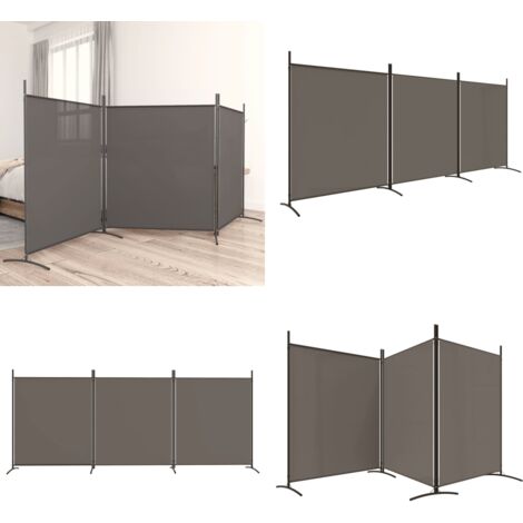 Biombo divisor de 3 paneles de tela gris antracita 525x180 cm - Biombo de tela - Separador de ambientes