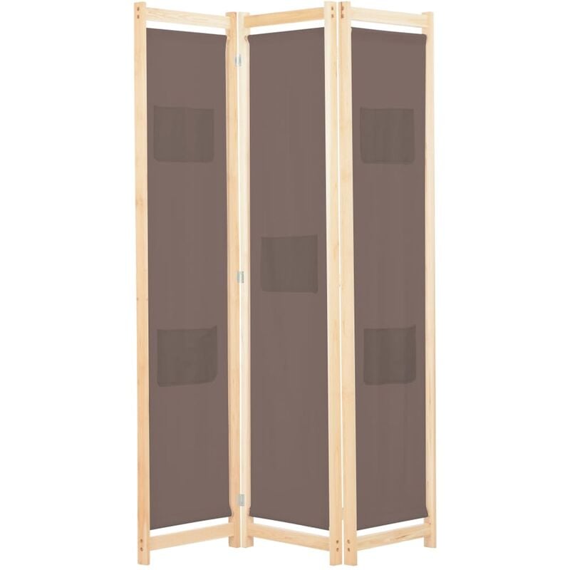 

Biombo divisor de 3 paneles de tela marrón 120x170x4 cm - Marrón