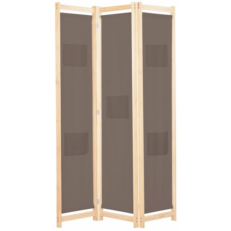 

Biombo divisor de 3 paneles de tela marron 120x170x4 cm