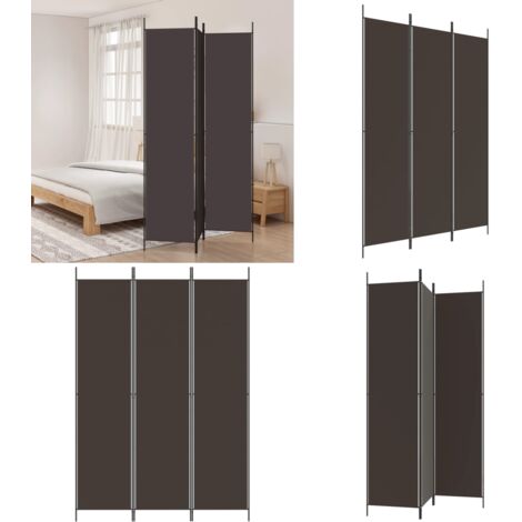 Biombo divisor de 3 paneles de tela marrón 150x220 cm - División de ambientes - Tela
