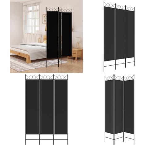 Biombo divisor de 3 paneles de tela negro 120x200 cm - División de ambientes - Tela divisora
