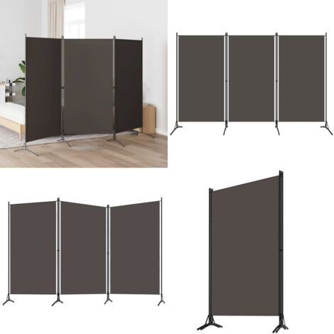 Biombo divisor de 3 paneles gris antracita 260x180 cm - Separación de espacios - Privacidad en hogar