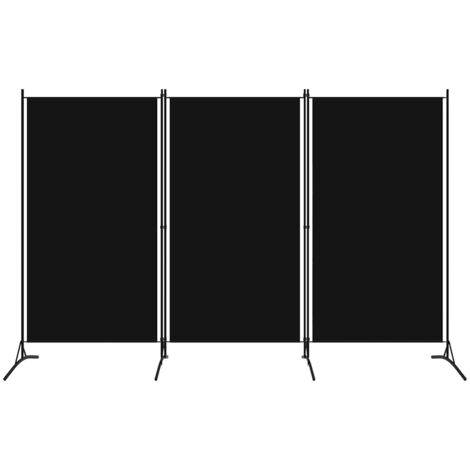 Biombo divisor de 3 paneles negro 260x180 cm