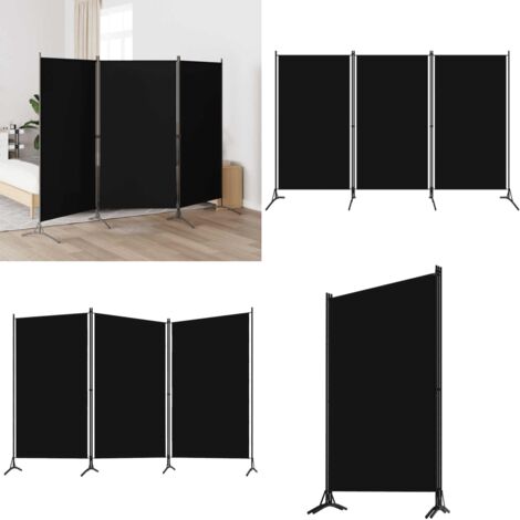 Biombo divisor de 3 paneles negro 260x180 cm - VidaXL - Biombo negro