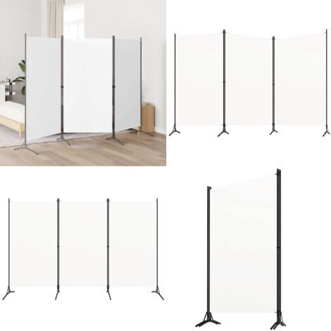 Biombo divisor de 3 paneles tela blanco 260x180 cm - Biombo divisor - Biombo de 3 paneles