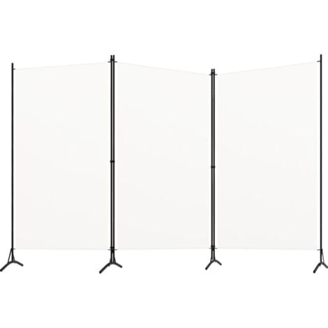 Biombo divisor de 3 paneles tela blanco 260x180 cm vidaXL