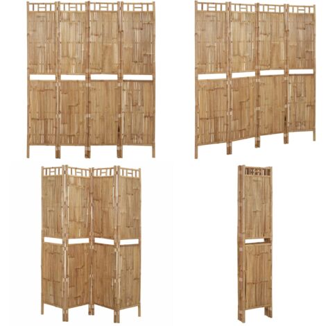 Biombo divisor de 4 paneles 160x180 cm - Bambú - Separador de ambientes