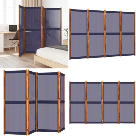 Biombo divisor de 4 paneles azul oscuro 280x180 cm - Biombo azul oscuro - Biombo decorativo