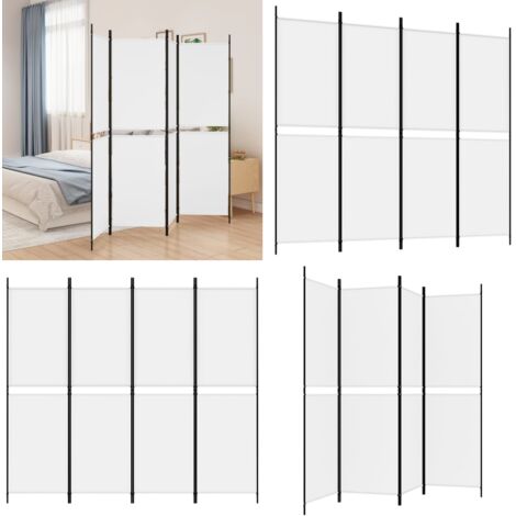 Biombo divisor de 4 paneles de tela blanco 200x180 cm - Biombo de tela - Biombo plegable