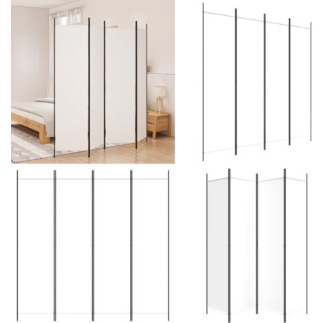 Biombo divisor de 4 paneles de tela blanco 200x200 cm - Biombo de tela - Biombo plegable