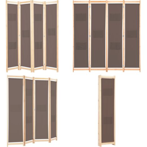 Biombo divisor de 4 paneles de tela marrón 160x170x4 cm - Biombo de tela - Separador de habitación