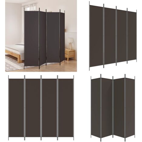 Biombo divisor de 4 paneles de tela marrón 200x200 cm - Biombo de tela - Biombo marrón