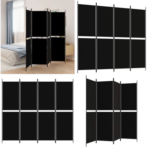 Biombo divisor de 4 paneles de tela negro 200x180 cm - Biombo negro - Biombo plegable