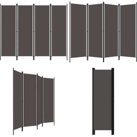 Biombo divisor de 4 paneles gris antracita 200x180 cm - Pantalla de privacidad - Biombo decorativo