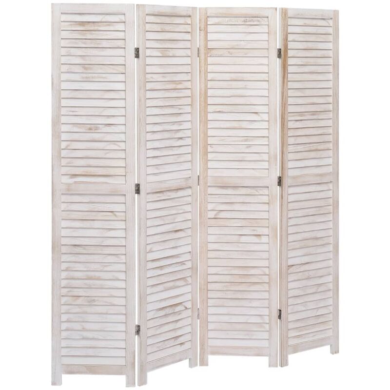 

Biombo divisor de 4 paneles madera blanco 140x165 cm