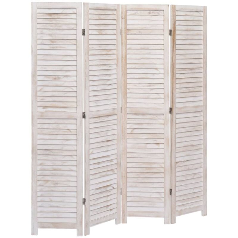 

Biombo divisor de 4 paneles madera blanco 140x165 cm - Blanco - Vidaxl