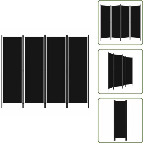 Biombo divisor de 4 paneles negro 200x180 cm