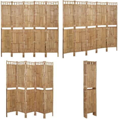 Biombo divisor de 5 paneles 200x180 cm - Bambú - Decoración