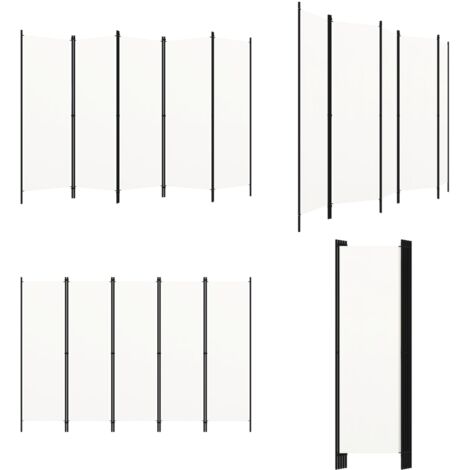 Biombo divisor de 5 paneles blanco 250x180 cm - Pantalla de privacidad - Biombo de pie