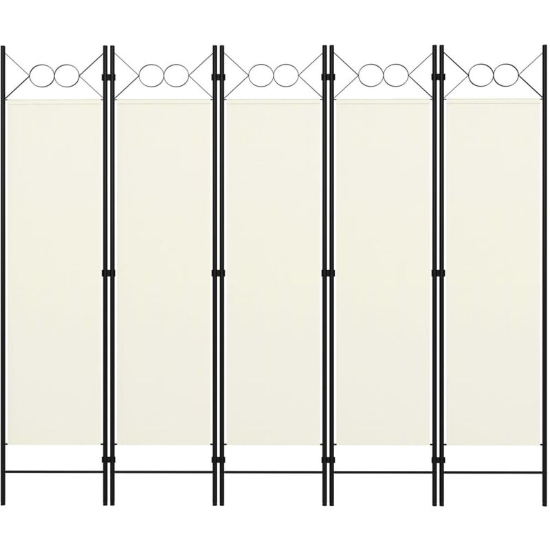 

Happyshopping - Biombo divisor de 5 paneles blanco crema 200x180 cm