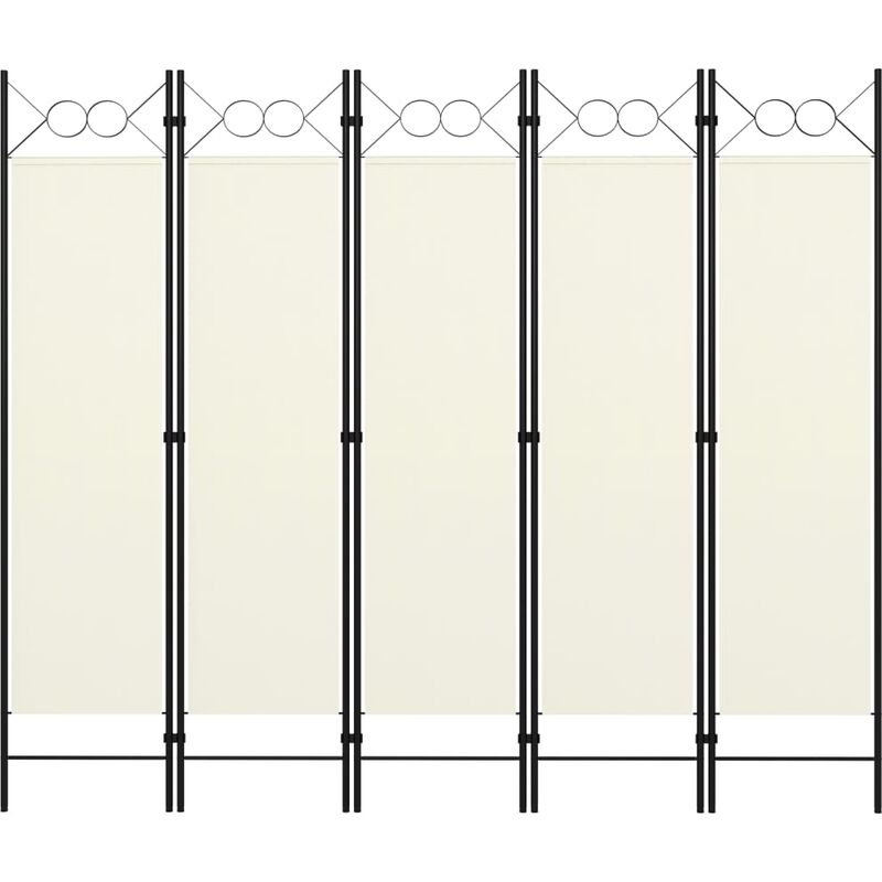 

Biombo divisor de 5 paneles blanco crema 200x180 cm