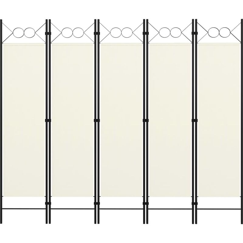 

Biombo divisor de 5 paneles blanco crema 200x180 cm - Crema