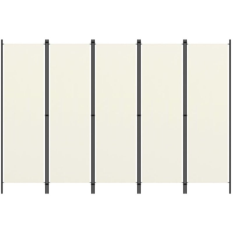 

Biombo divisor de 5 paneles blanco crema 250x180 cm