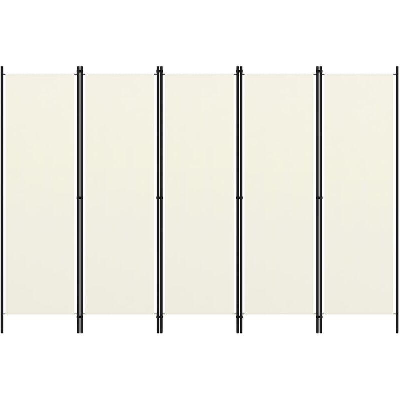 

Biombo divisor de 5 paneles blanco crema 250x180 cm