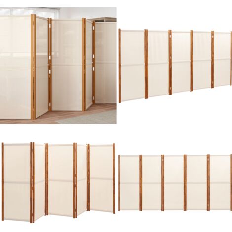 Biombo divisor de 5 paneles blanco crema 350x180 cm - Biombo decorativo - Biombo exterior