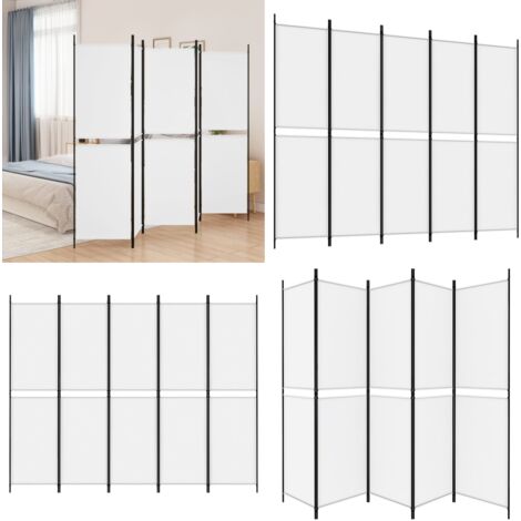 Biombo divisor de 5 paneles de tela blanco 250x200 cm - Biombo de tela - Biombo plegable