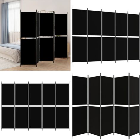 Biombo divisor de 5 paneles de tela negro 250x180 cm - Biombo negro - Biombo de tela